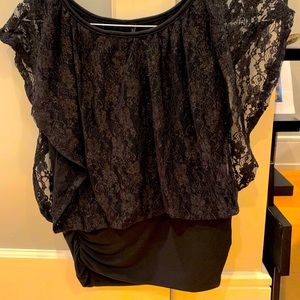 Black and gold shimmer lace top